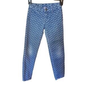 Hello Kitty Girls Sz 7 Skinny Jeans Blue White Pokka Dot Adjustable Waist Sanrio